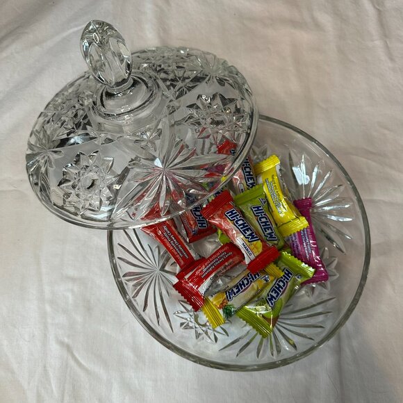 Anchor Hocking Star of David (EAPC) Glass Candy Dish with Lid Large Vintage - Picture 12 of 15